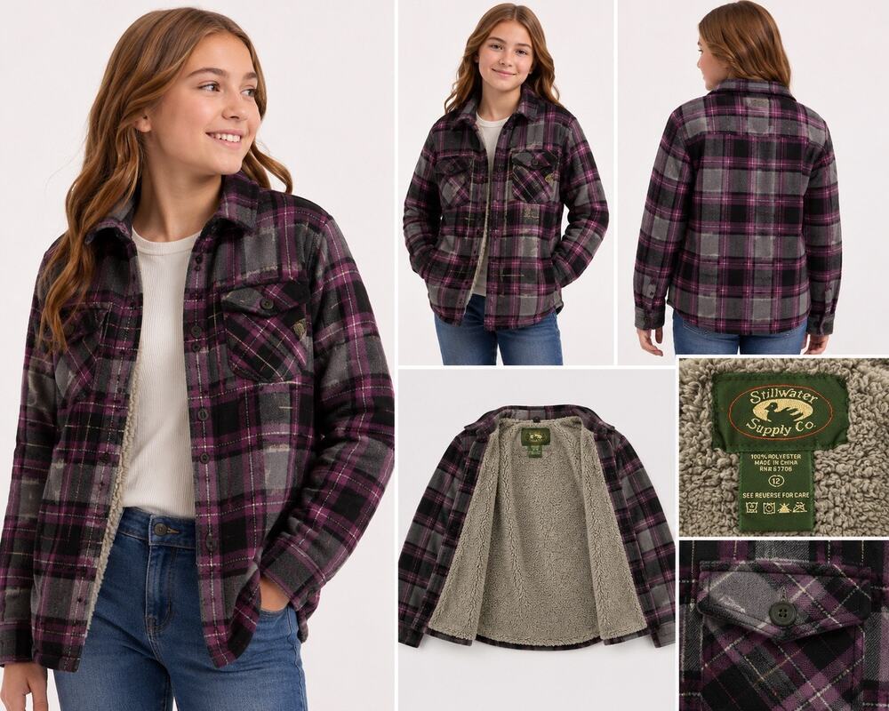 Stillwater Supply & Co Kids Plaid Shacket Jacket Youth 12